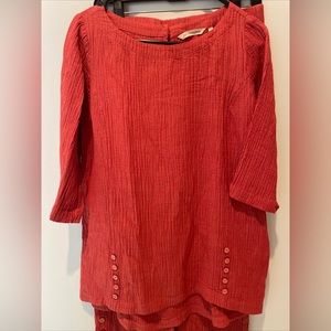 Soft Surroundings red tunic and pant outfit set. Women’s size small